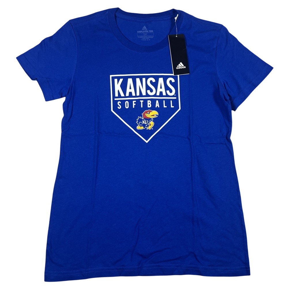 Adidas Kansas Jayhawks Women Softball Amplifier Tee Royal Blue Small NEW